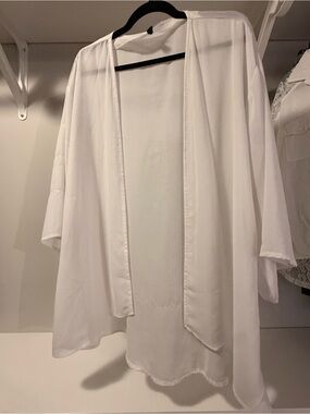 White Sheer Open Front Kimono Cardigan